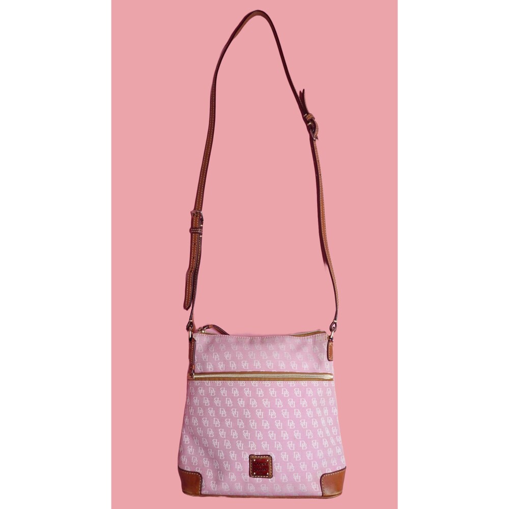 Y2K DOONEY & BOURKE Monogram Canvas Signature Crossbody Bag W/Leather Trim AS IS